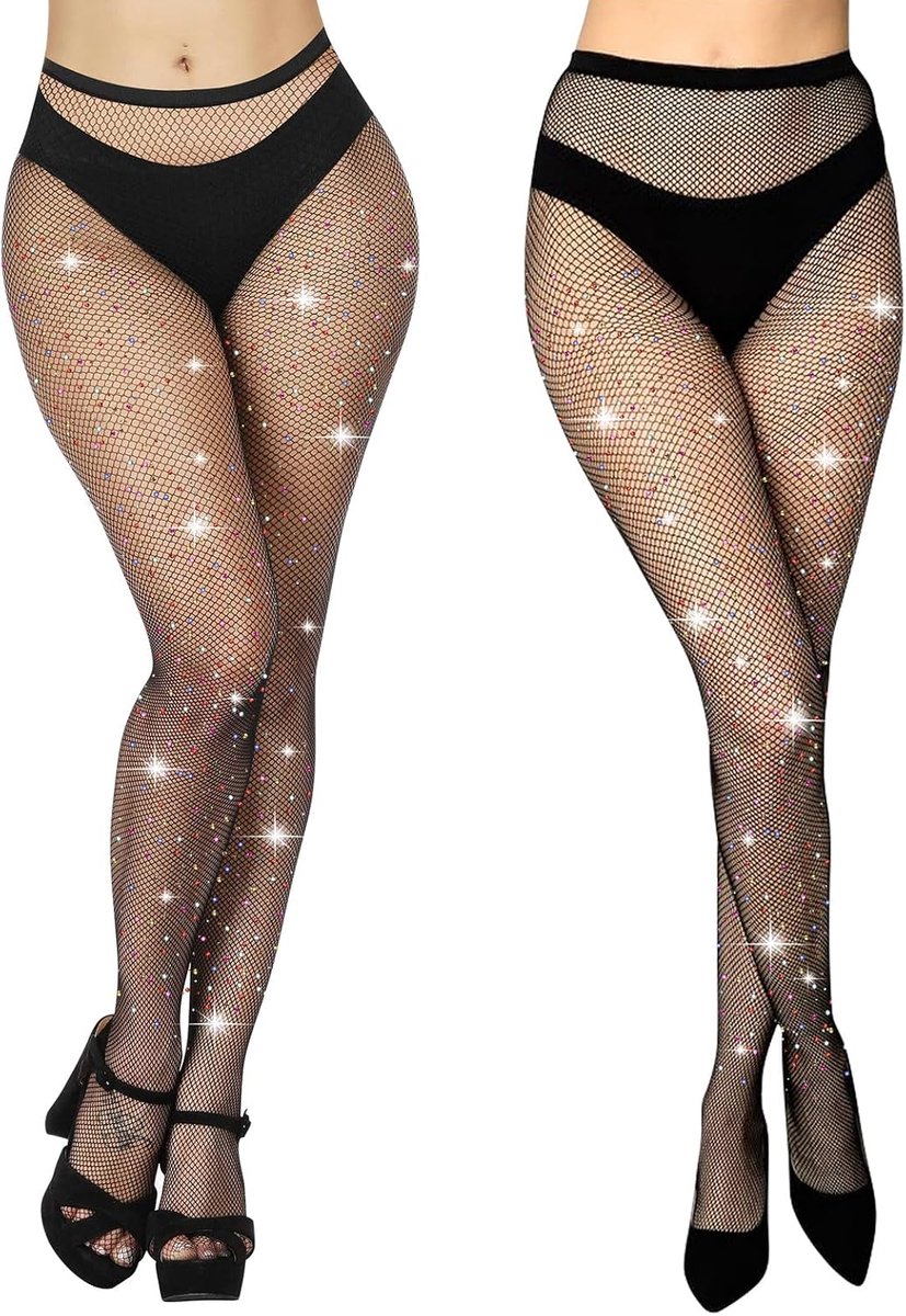 Visnetkousen met Glitters - Hoge Taille - Met Gekleurde Diamanten - Sexy en Opvallend - SnelShoppen