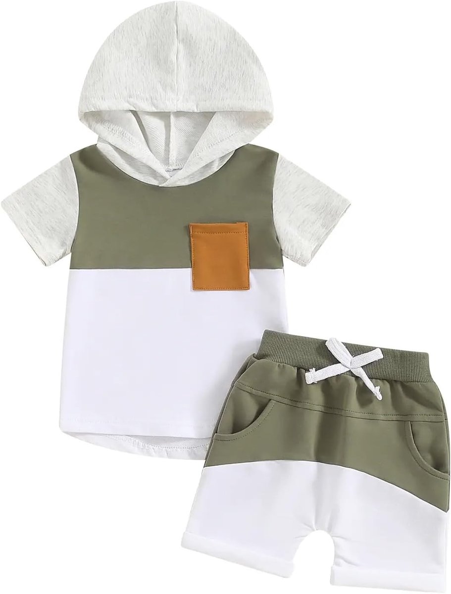 Baby kleding set met capuchon - dinosaurus haai - korte mouwen - schattig voor dagelijks gebruik - SnelShoppen