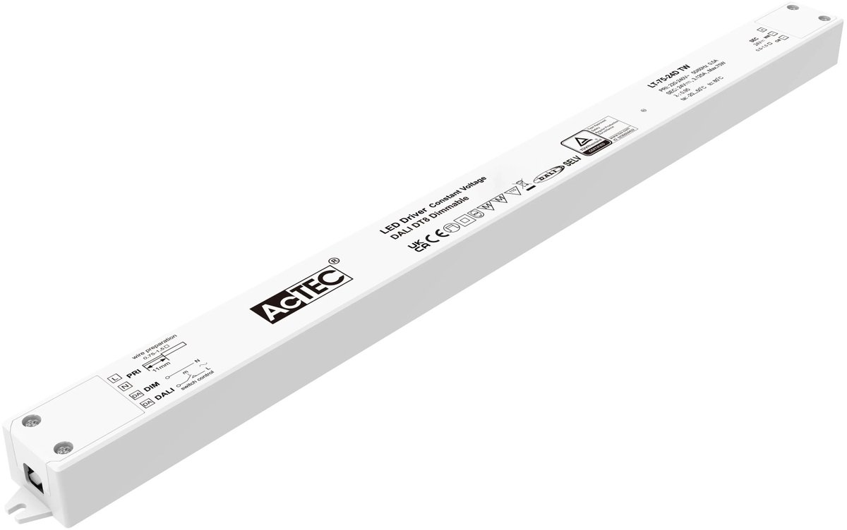 LED Strip Driver, DALI dimbaar - 24V uitgangsspanning, 75W vermogen, voeding voor LED-strip installaties.