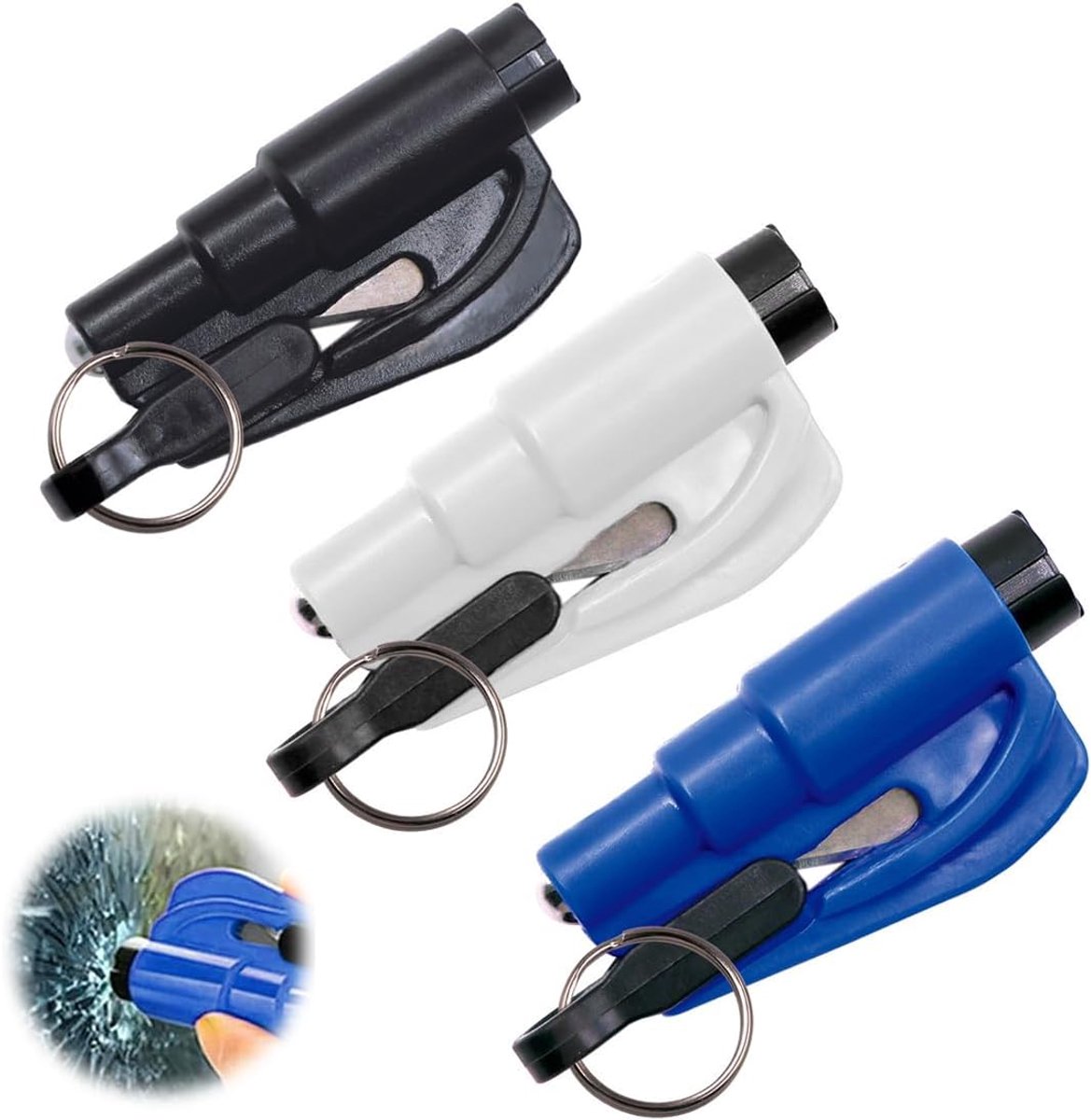 Ramenverbreker set - 3 stuks - zwart, wit en blauw - met gordelsnijder - voor noodgevallen - SnelShoppen