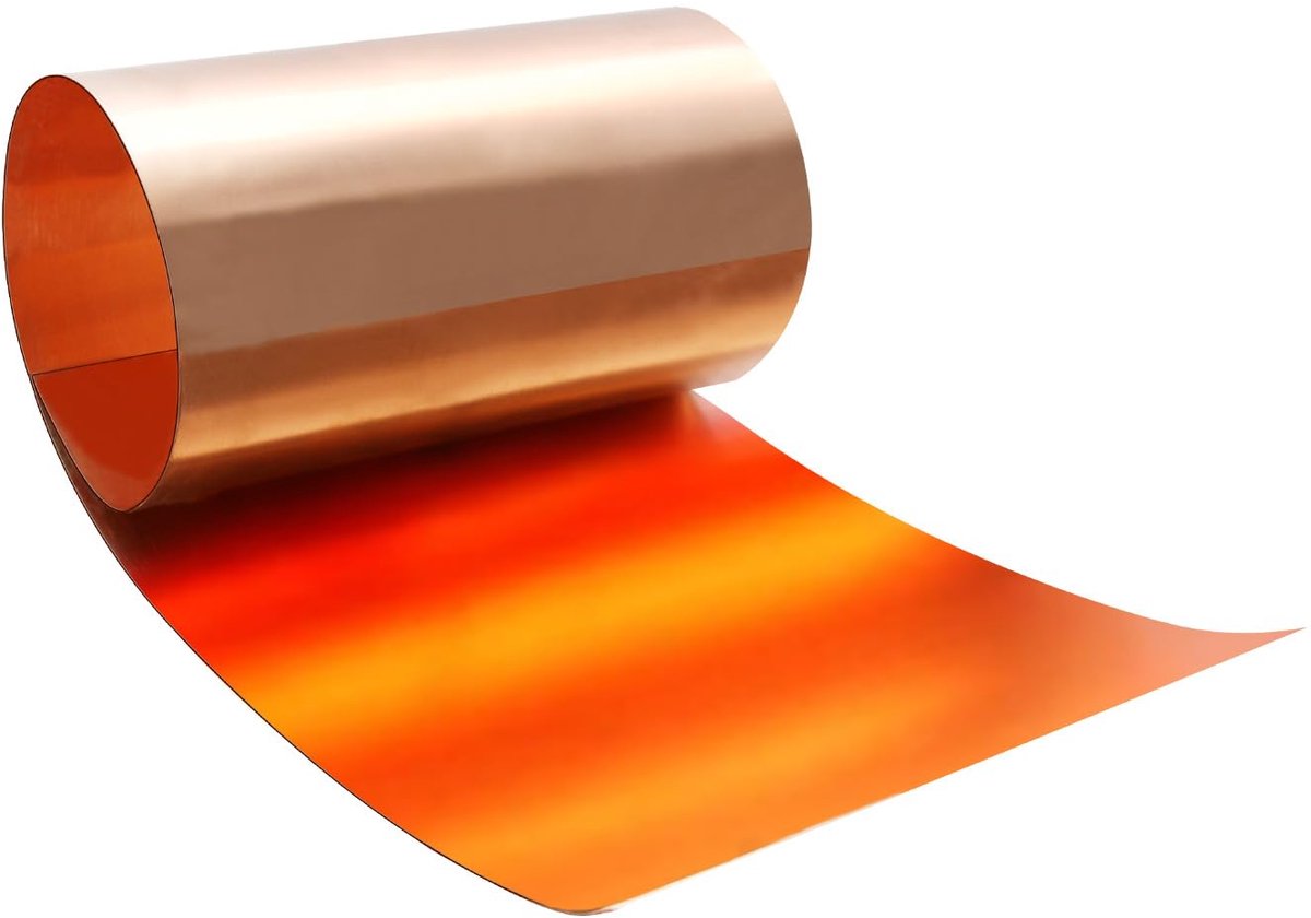 Koperband koperplaatrol, koperplaat 1000 x 200 x 0,2 mm, geschikt voor verschillende huisreparatie- en doe-het-zelfprojecten