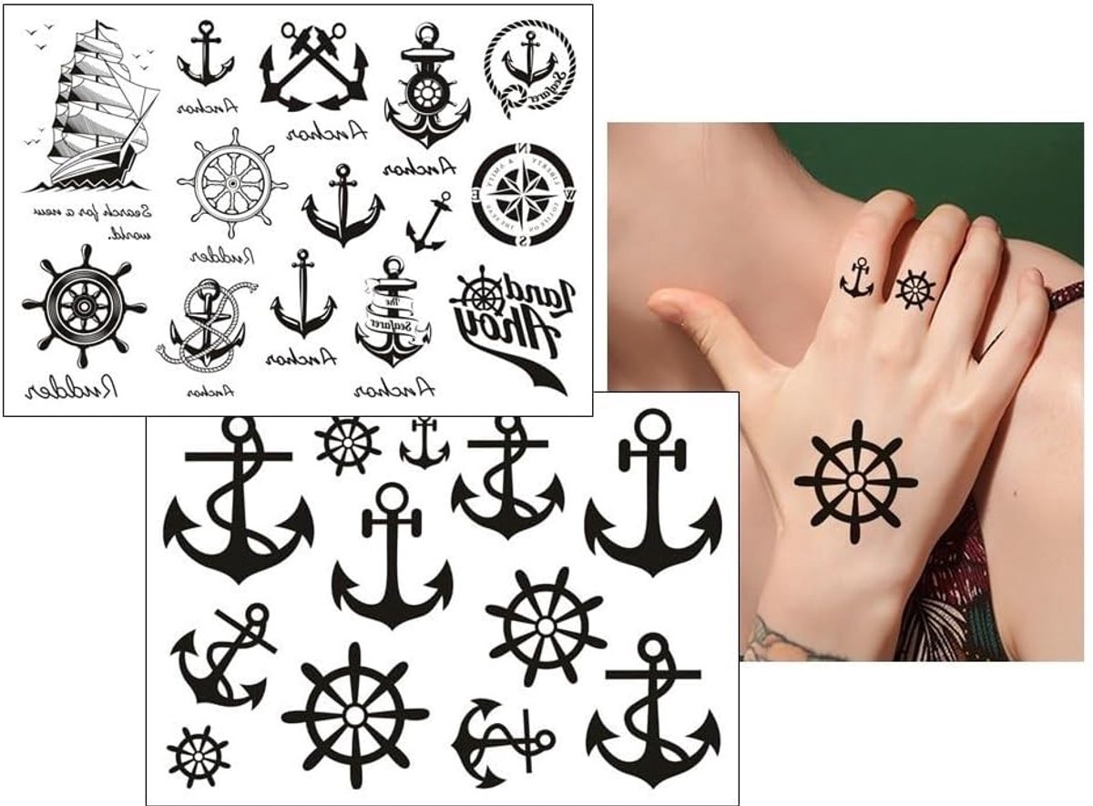 Tijdelijke scheepsanker matrozen marine schip tattoo HSC094 048