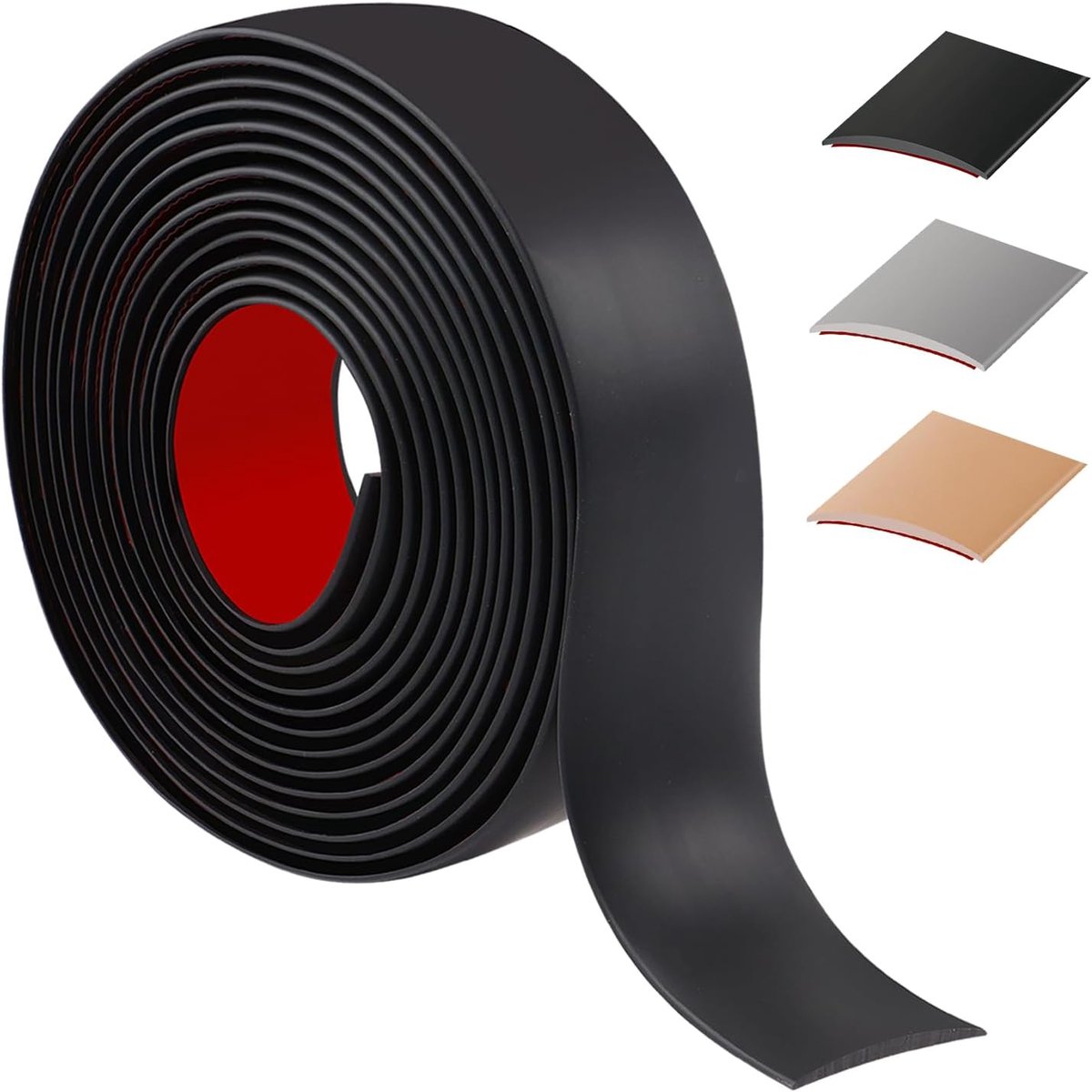 400 cm zelfklevende dorpelstang, flexibele deurdrempel, pvc, drempelovergangsstangen voor keuken/woonkamer, overgangsprofiel voor het verbinden van vloer/tegels/laminaat (4 cm, zwart)