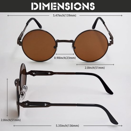 Zonnebril - Steampunk Stijl Ronde Gepolariseerde Zonnebril Retro Brillen UV400 Bescherming Metalen Frame — afbeelding 2