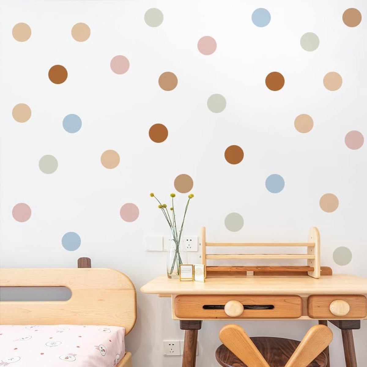 Muurstickers voor kinderkamer, ronde stippen, tattoo muur, stickers voor meisjes en kinderen, meerkleurig, geschikt voor kinderkamer en kleuterschool