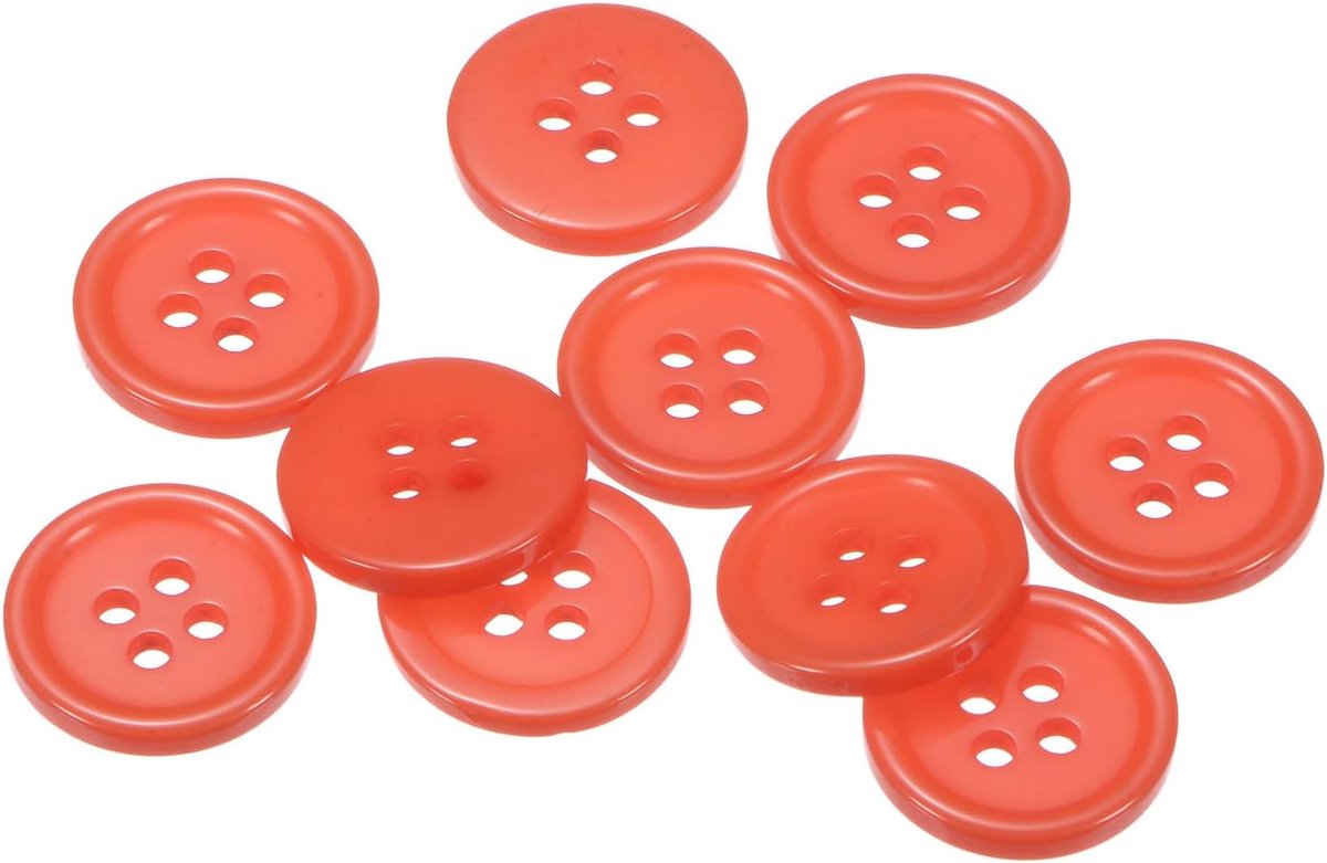 Knopen om te naaien, 11/16 inch (18 mm) harsknopen voor kleding met 4 gaten voor het naaien van kleding en knutselen, oranje