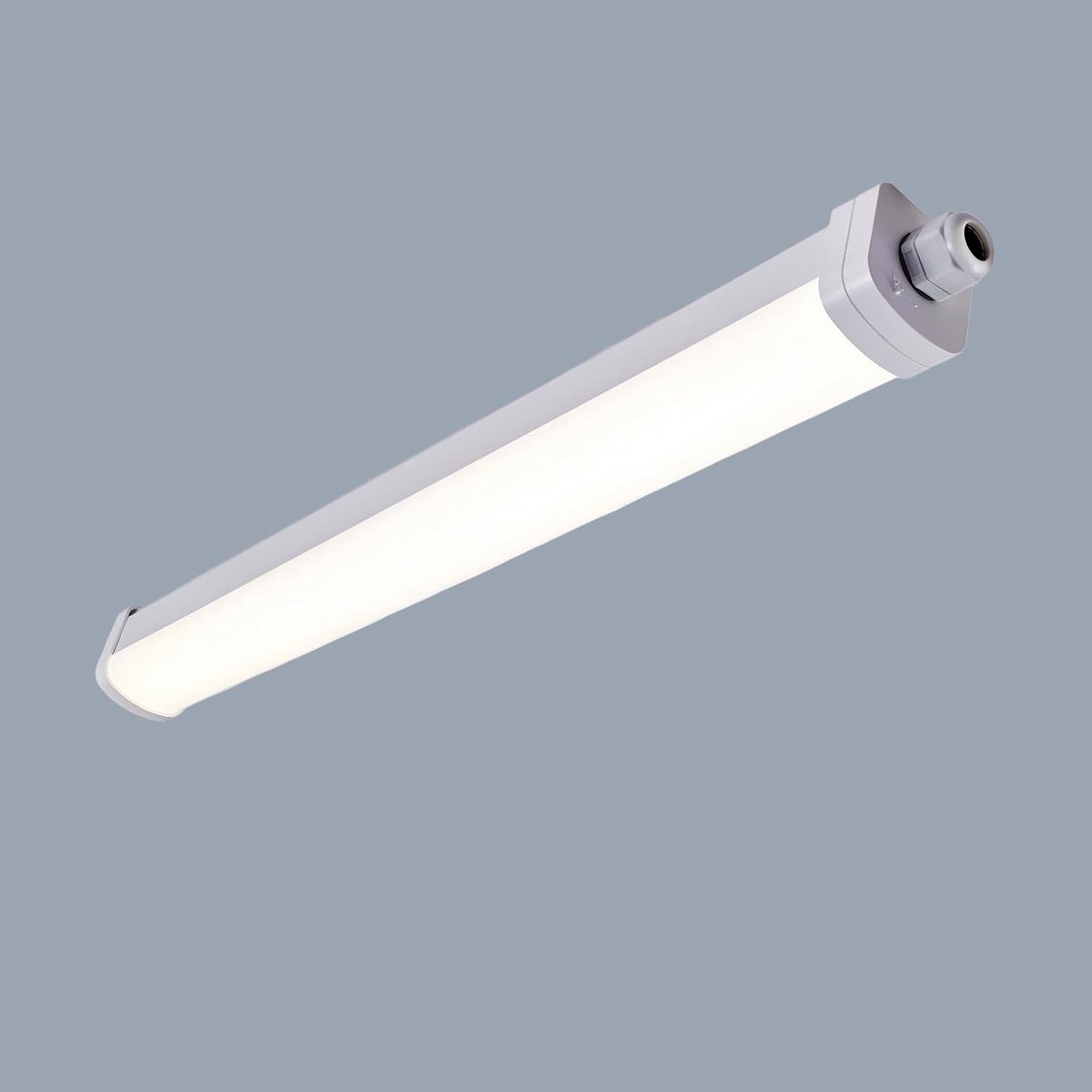 LED vochtbestendige plafondlamp IP66 waterdicht 60cm, 15W 2100lm (140lm/W) kantoor plafondlamp, LED buis lamp voor balkon, hal, badkamer, magazijn, kelder, garage, werkplaats, keuken, 4000K