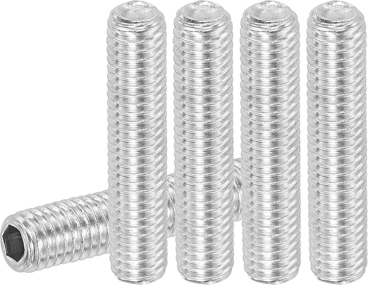 Set van 20 stuks stelschroeven set, M5 x 25 mm zeskant schroef 304 roestvrij staal binnenzeskant schroefdraadpennen voor houder deurklinkkraan lampreparatie