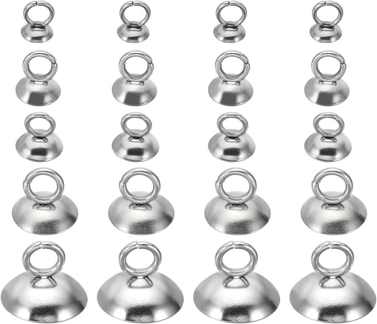 Kralenkappen met beugelhanger, kraalvormige eindkappen, bedel, ornamentdoppen met lus, roestvrij staal, voor het maken van sieraden, doe-het-zelf ketting, oorbellen