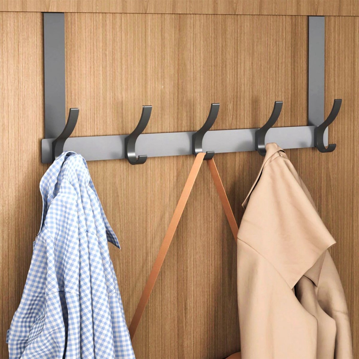 Over de deurhaak met dubbele haken - zware uitvoering - zonder boren - ideaal voor kleding en jassen - SnelShoppen