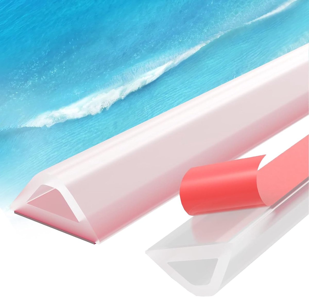 3 m douchestrip, zelfklevend, waterstopper, siliconen, waterstopper, rubberen lip, zelfklevende douchestrip, vloerbescherming voor keuken, badkamer (transparante kleur-1)
