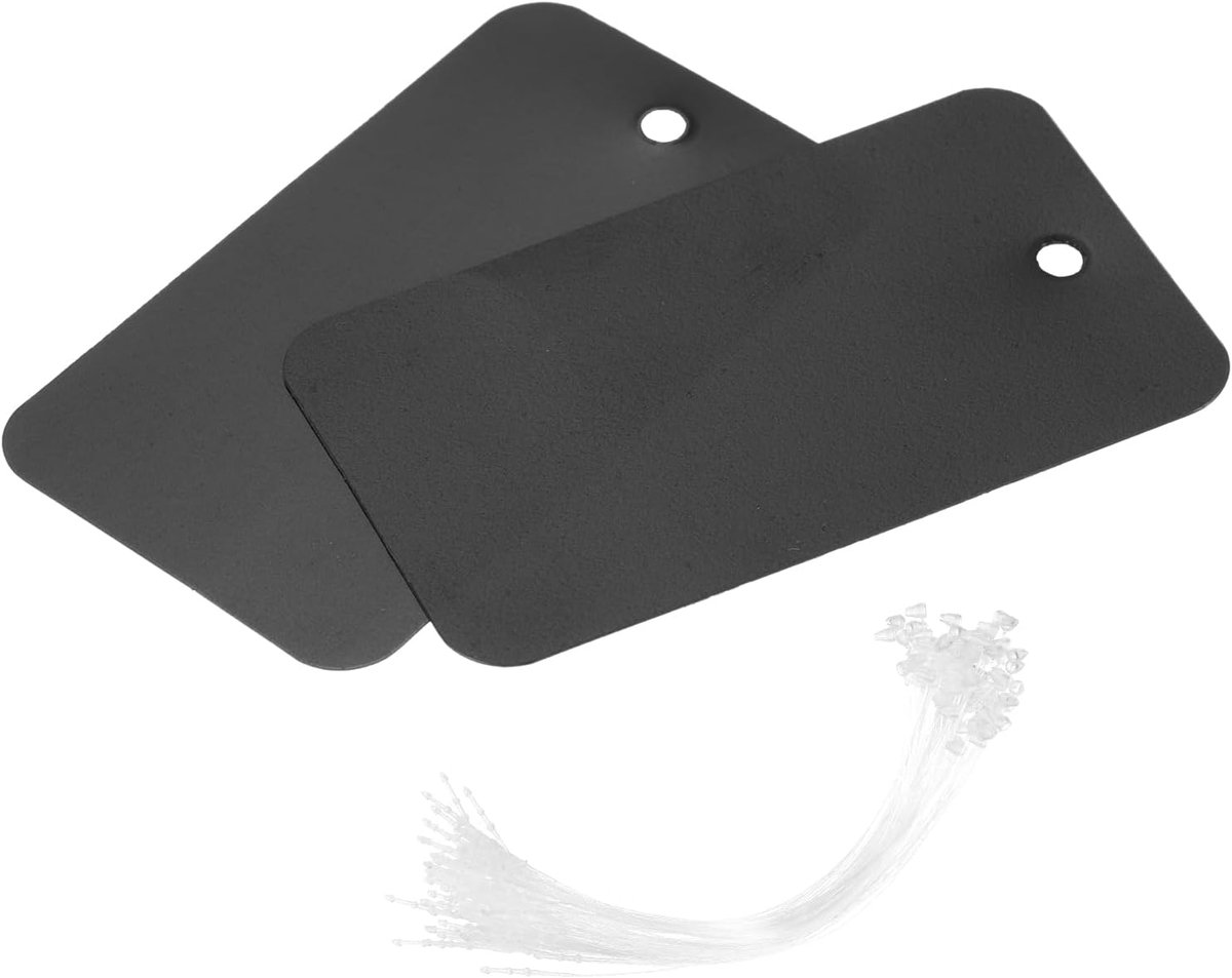 Waterdichte draden kunststof verzendhanger, voor productidentificatie-aanhangers, ventielmarkering, buitenmarkering, 5 x 9 cm zwart 100 stuks met touw
