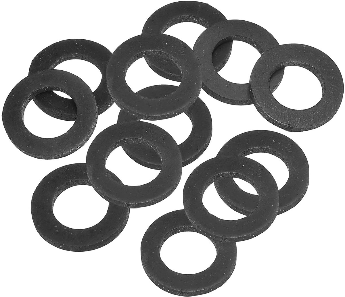 M16 Rubberen sluitringen, rubberen afdichting, rond, 12 stuks, 16 mm ID, 27 mm OD, 3 mm dik, platte sluitringen, set, afdichtingsrubber voor kraanbuis, bevestigingsschroef, zwart
