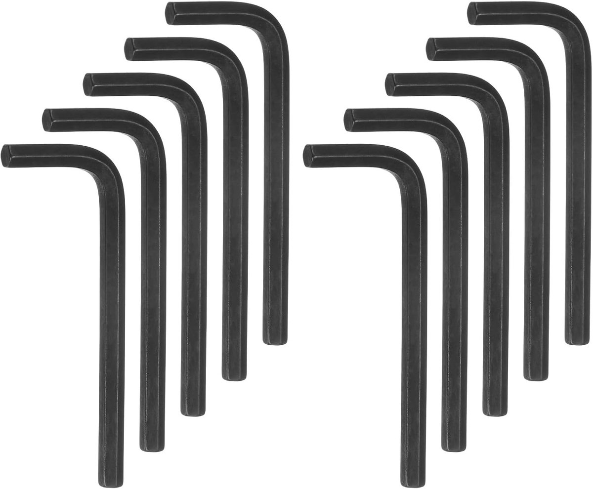 Zeskantsleutels, 10 stuks, metrisch, vorm L, 6 mm, reparatiegereedschap van chroom-vanadium-staal voor huisreparatie, zwart