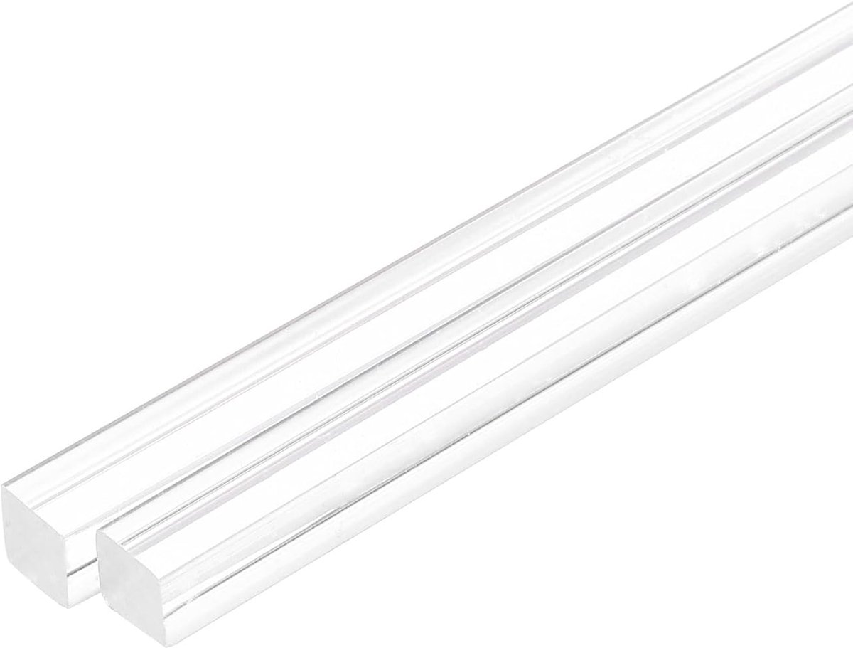 2 stuks vierkante acrylstaven, 8 mm x 300 mm, transparante acrylstaven, acryl, kunststof staven, strips voor doe-het-zelf knutselen, verlichting, tuindecoraties, 8 mm x 300 mm