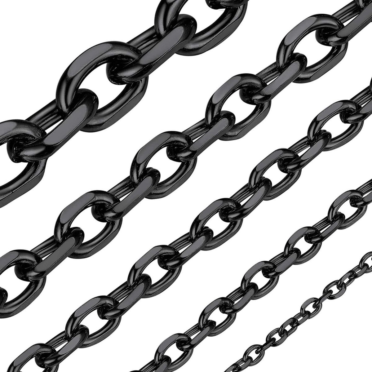 Mannen Vrouwen Ketting Rolo Ketting, 3mm/5mm/7mm/9mm/12mm Breed Roestvrij Staal/Zwart/Vergulde Kabel Link Ketting, 18"-30" Lengte