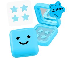 Hydro-Star pleisters + salicylzuur en Big Blue Compact, helpt onvolkomenheden zichtbaar te verminderen en te kalmeren, schattige stervorm, veganistisch, 32 stuks | Dermatoloog Getest • Bedekt en beschermt zichtbare vlekken • Absorbeert Gunk