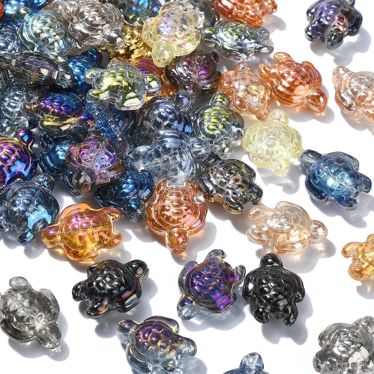 100 stuks gegalvaniseerde glazen schildpadkralen schattige zeeschildpadkralen voor doe-het-zelf sieraden maken ambachten tuin vissenkom decor