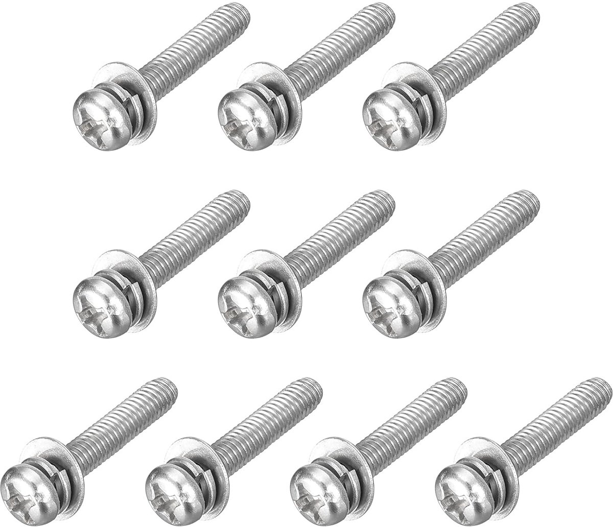 M3 x 16 mm 304 roestvrij staal Phillips Pan Head machineschroeven bouten gecombineerd met veerring en sluitringen 10 stuks