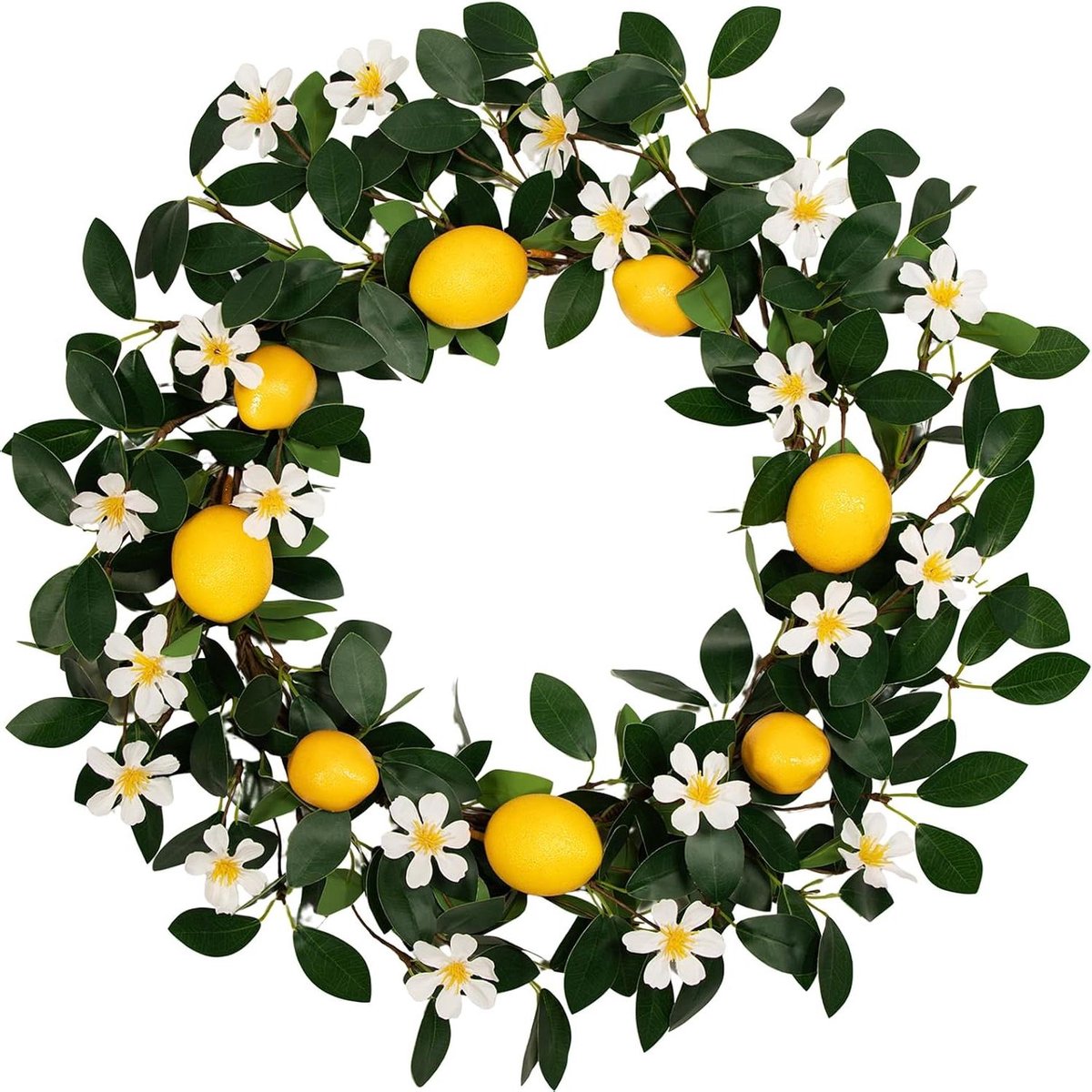 Citroenkrans 45 cm - Fruitkrans Lente - Deur Decoratie - Levensechte Citroenen - 45 cm - Groen