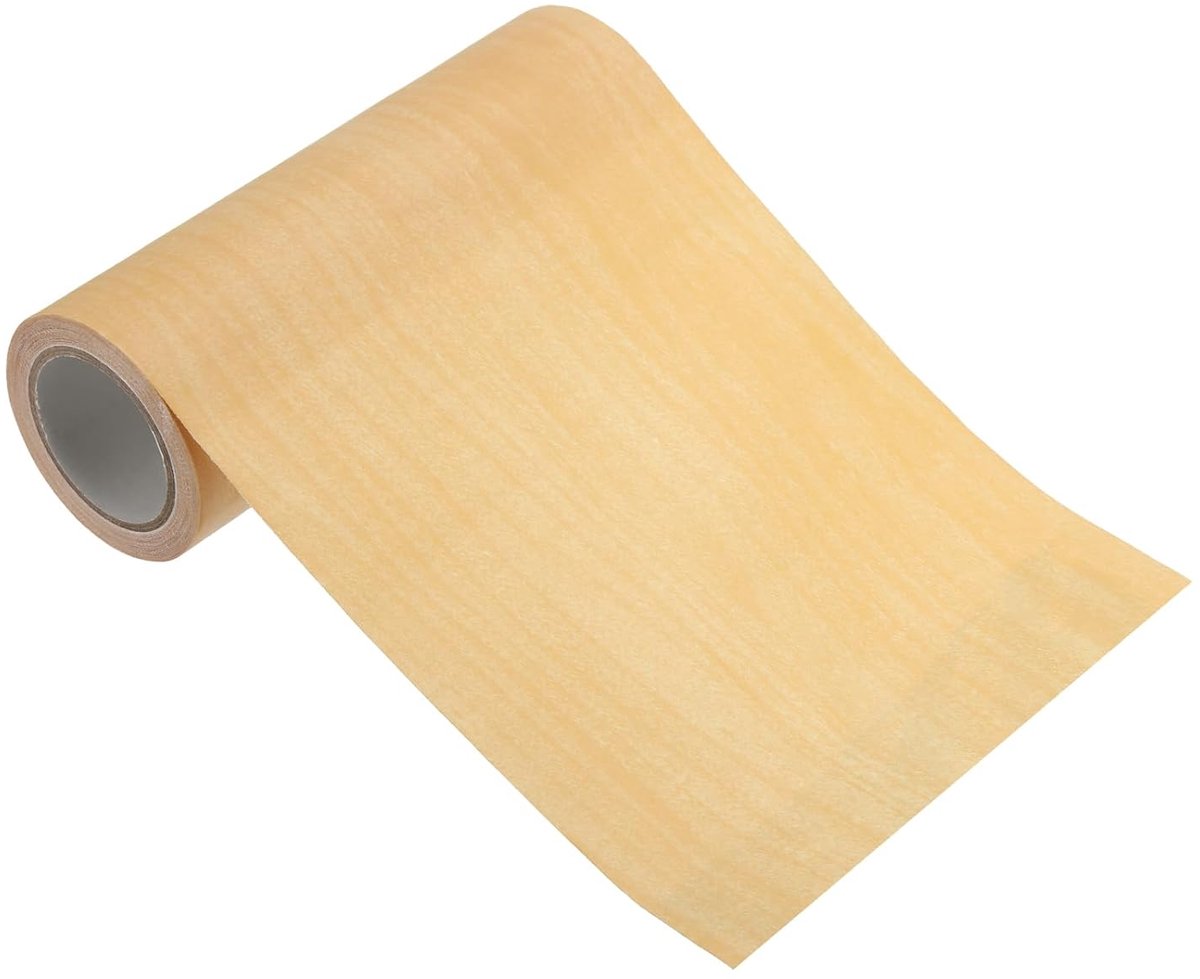 Plakband, houtlook, plint, zelfklevend, houtnerf, reparatietape, 120 mm x 4,57 m, voor deur, tafel, kasten, bureau, gele esdoorn