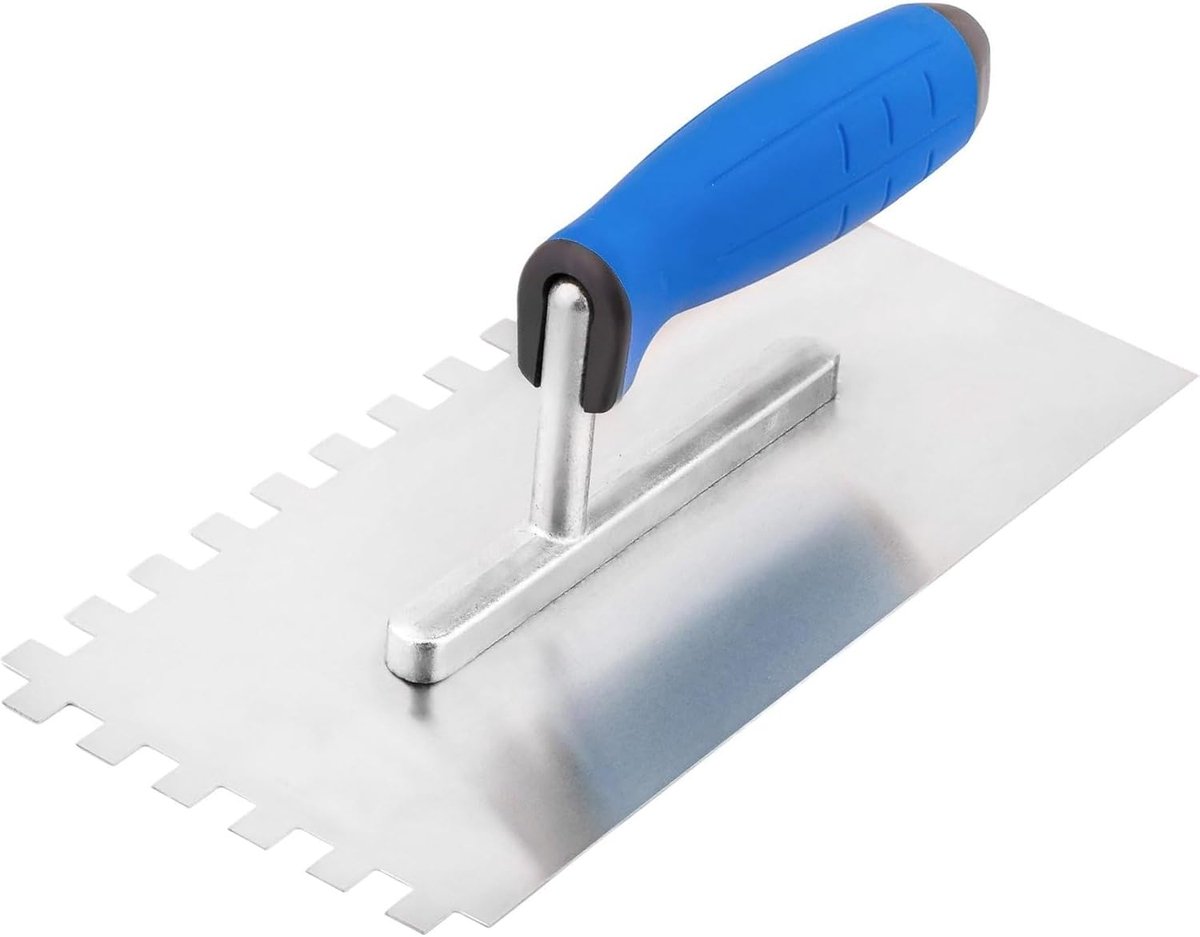 gekerfde tegeltroffel 270 mm - 10 x 10 mm vierkante inkepingkleefstrooier met zachte handgreep voor wand- en vloertegelprojecten, duurzaam en roestbestendig gereedschap (N7810)