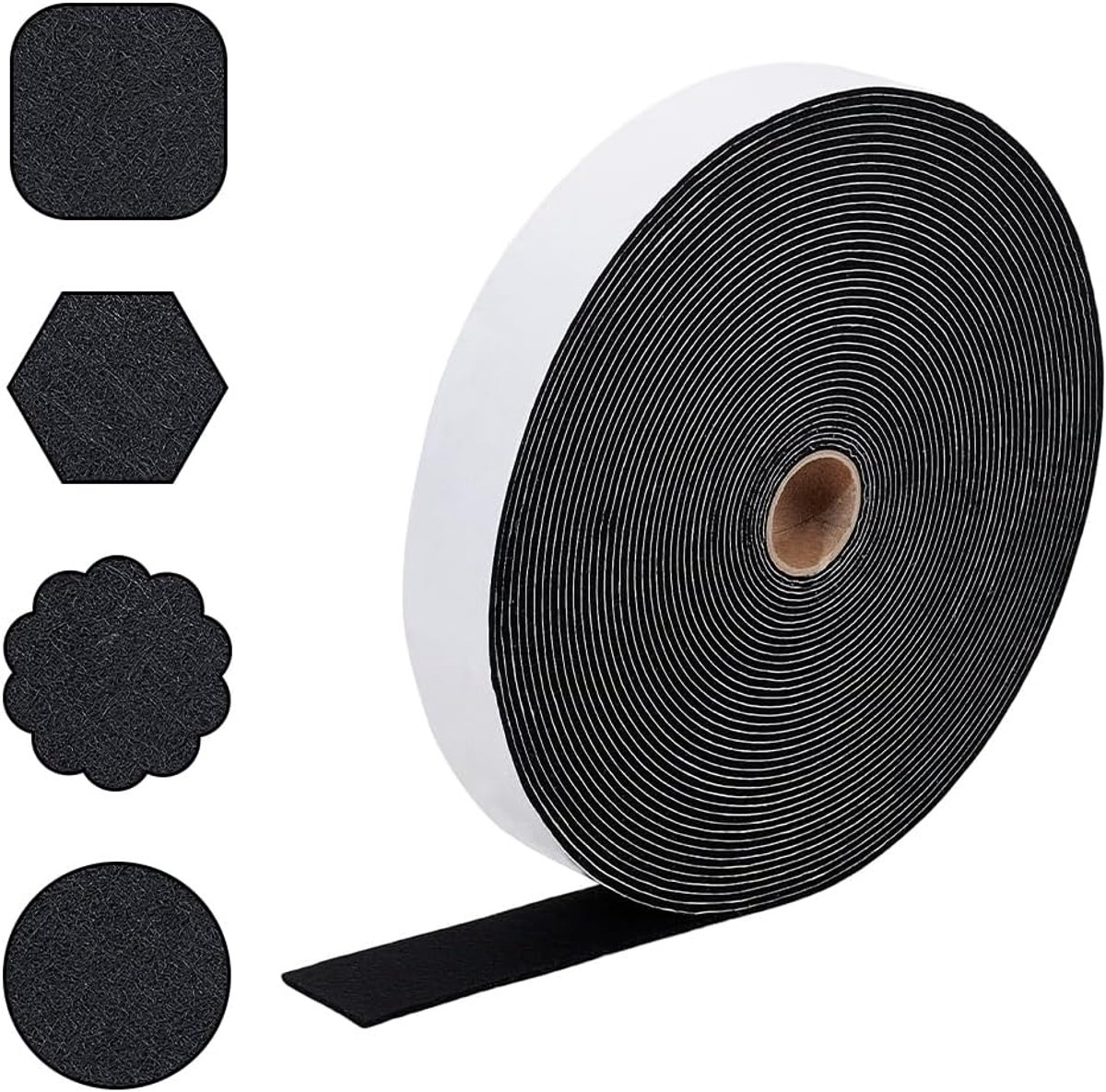 20 m vilt, zelfklevend, 4 cm breed, zelfklevende viltglijders, antislip, plakband van vilt ter bescherming van harde houten vloeren, stoelen en muren, zwart, dikte 3 mm