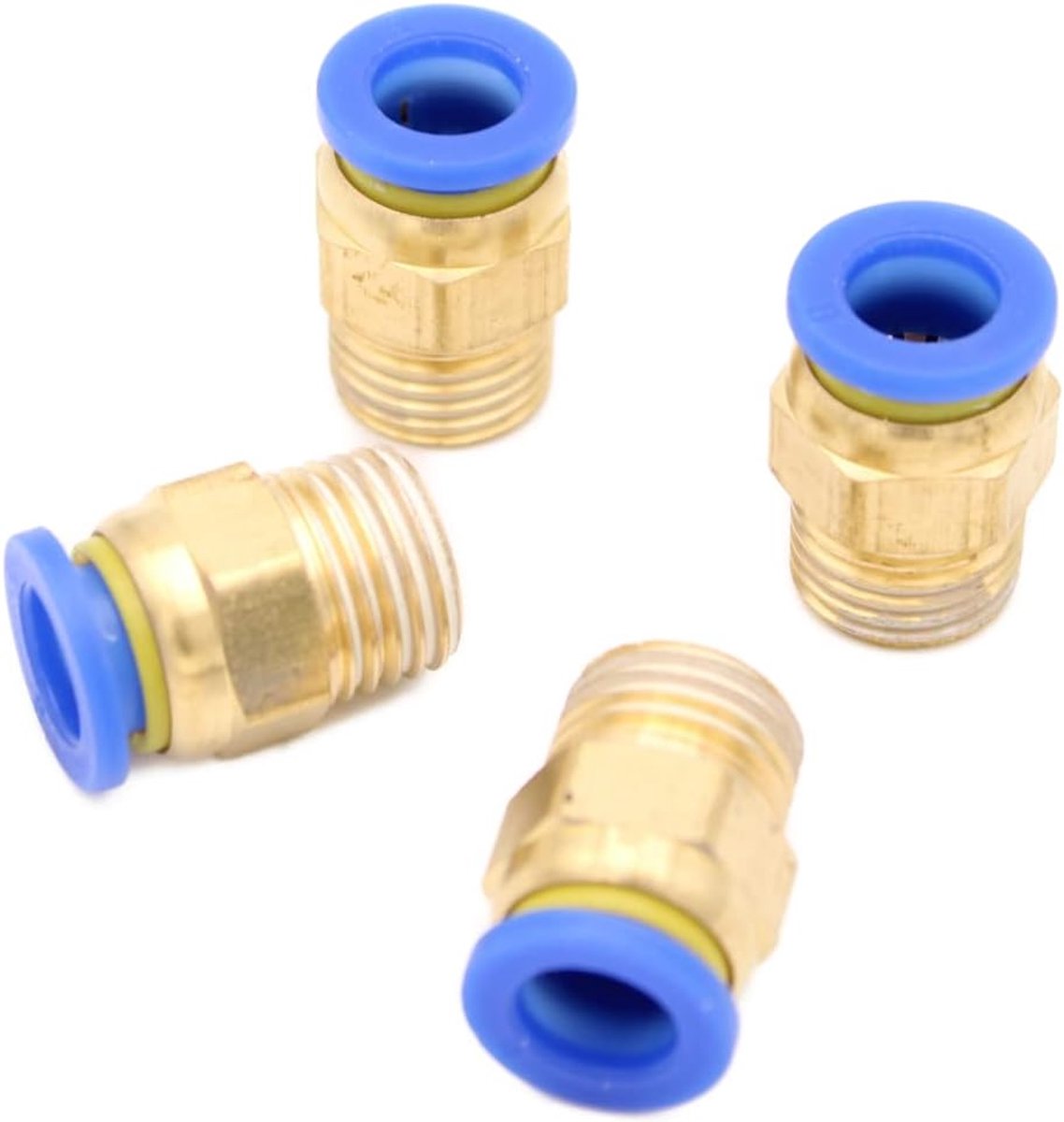 push-in-aansluiting luchtkoppelingen, push-fit slangconnector R 1/4 inch tot 8 mm IQS, 4 stuks push-in persluchtaansluitstekker