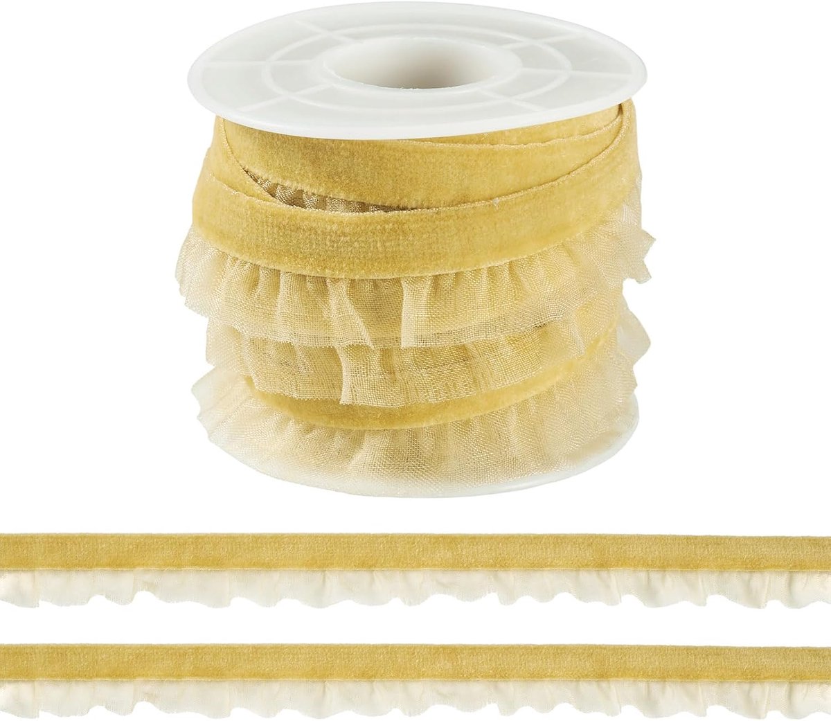 organza lint van 5 meter om te naaien, 15 mm fluwelen kanten jurk, bruidslint trimmen voor naaien, knutselen, jurk, sokkenkostuum, versieringen, goud
