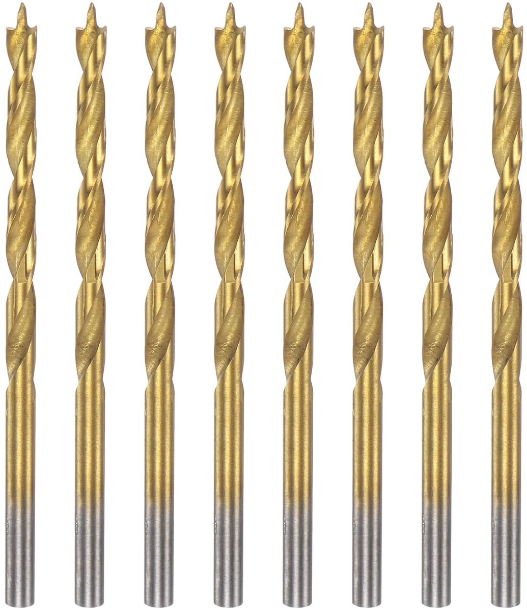8 stuks 3 mm Brad Point boren, metrische 33 mm boordiepte spiraal twist boren met HSS4241 rechte ronde schacht voor timmerman, houtbewerking, kunststof, rubber, metaal, goud