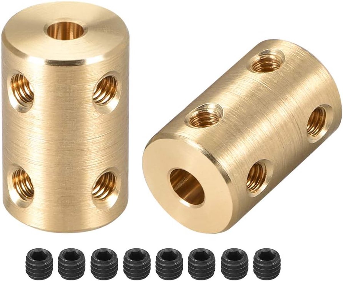 sourcing map schacht koppeling robot motor wiel rigid koppeling 10mm naar 10mm L22xD16 goudkleur 4mm to 5mm Gold Tone 2pcs