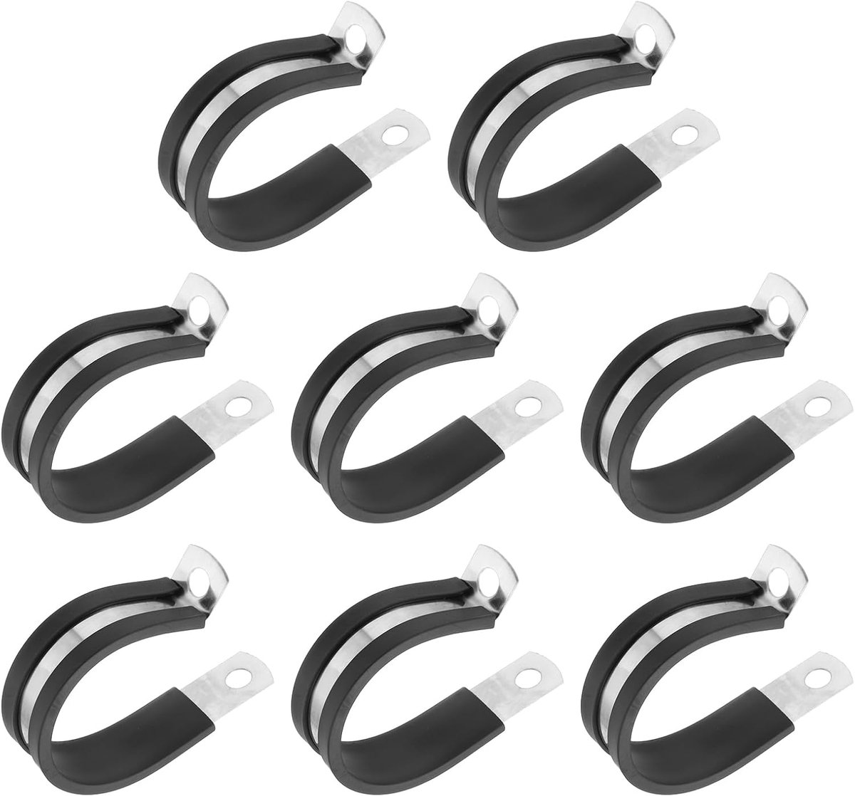 1-3/8 Inch Kabelklem, 8 Pack 349 Roestvrij Staal Rubber Gewatteerde Geïsoleerde Pijp Metalen Klem voor Buis Pijp Slang Kabel Draad Koord Installatie