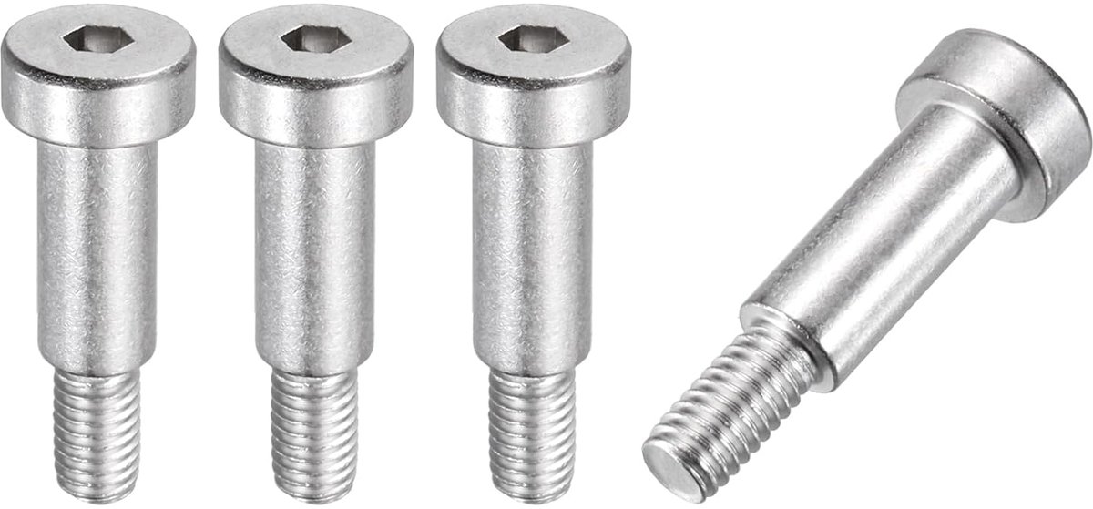 4 stuks schouderschroeven roestvrij staal 304 8 mm schouderdiameter 16 mm lengte schouder schroefdraad M6 x 1 schroeven met zeskantkop voor industrie, machines, gieten