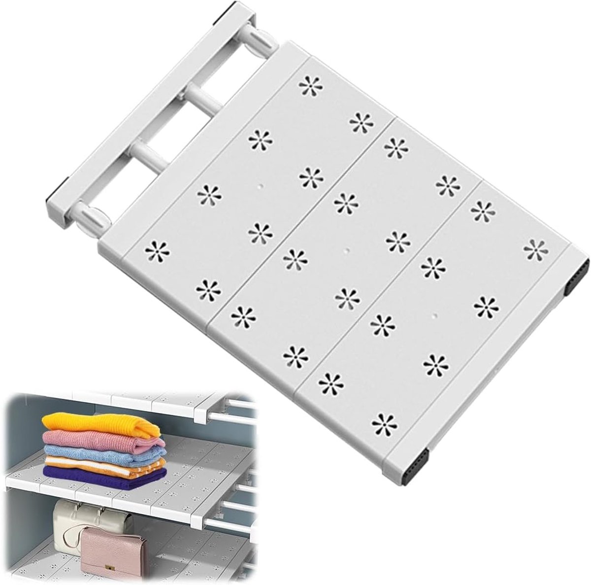 Planken voor kast, uitbreidbaar kastrek, nagelvrij, telescopische plankverdeler voor keuken, badkamer, rekken voor kledingkast (24 cm breed, verstelbare lengte 30-40 cm)