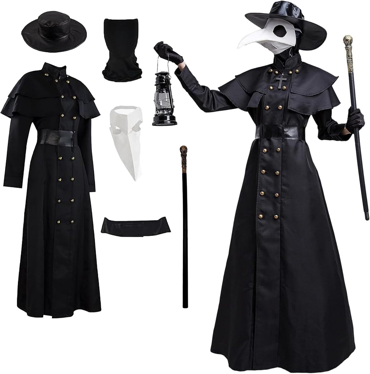 Kostuum voor volwassenen, volwassenen, heren, steampunk, medisch kostuum, Halloween-kostuum