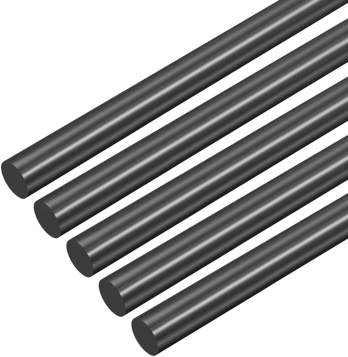 10 stuks zwarte kunststofstangen 8 x 406 mm POM ronde staaf ABS-kunststof, ronde massieve staaf DIY model voor doe-het-zelf speelgoedbouw, architectuurmodelbouw