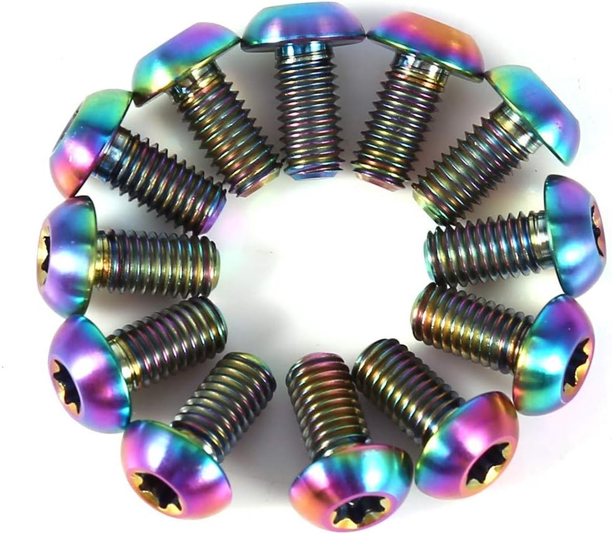 12Pcs Disc Brake Rotor Bolts, Titanium Alloy Torx Head Rotors Bike Brake Bolt Screws(Colorful-M5x10)