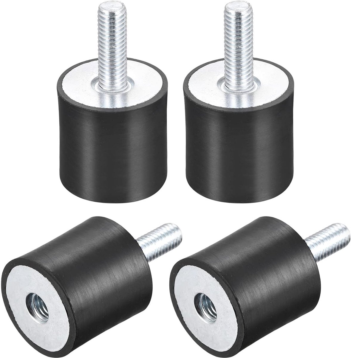 Sourcing map Rubberen lagers, M8, buiten-/binnenschroefdraad, trillingsisolator, schokdemper, D30 mm x H30 mm, 4 stuks