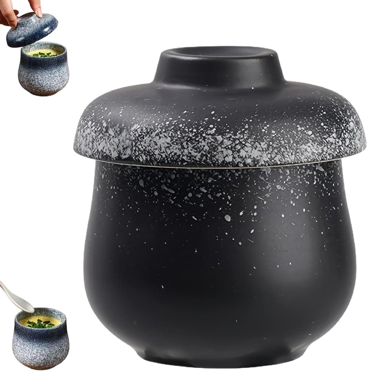 Ei Coddlers Set - Porseleinen Kookbekers - Ontbijt Bereiden - Hittebestendig Keramiek - 220 ml Capaciteit - Wit