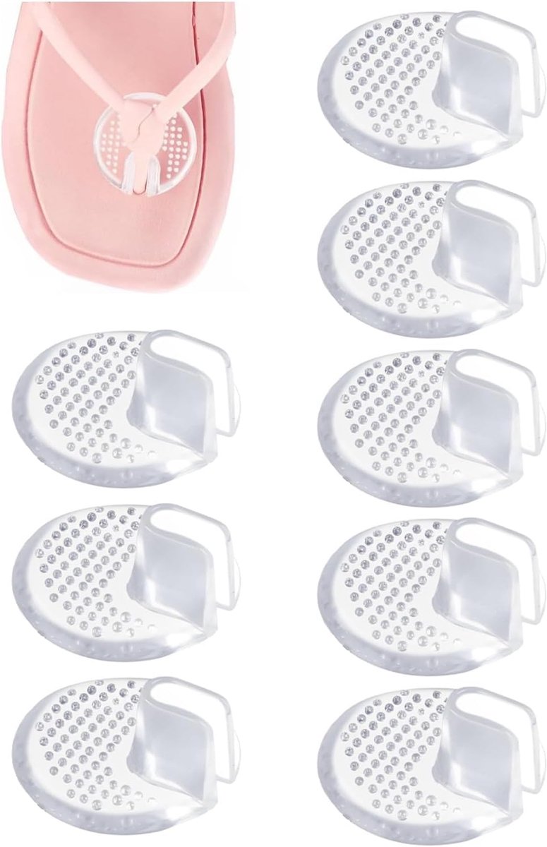 Teenbescherming voor teenslippers en voorvoetkussens, set met 8 transparante siliconengels, voor comfort, anti-schuren en pijnverlichting in riemsandalen