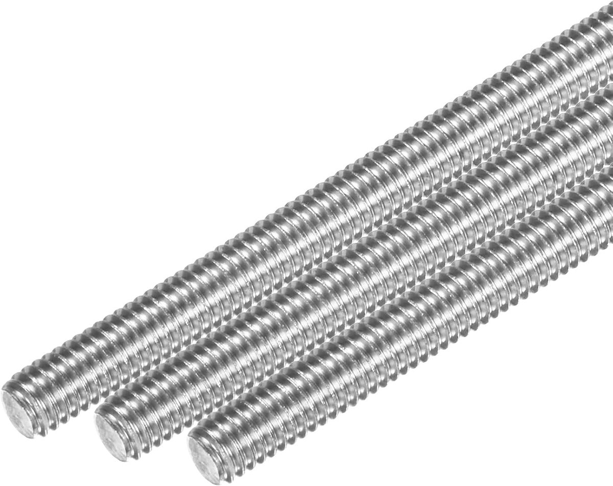 METERXITY Set van 12 volledige schroefdraadstangen, M4 x 50 mm, 304 roestvrij staal, rechtse schroefdraad, stiftschroeven voor meubelankerbouten, klemmen, U-bouten, metrische schroefdraadschroef