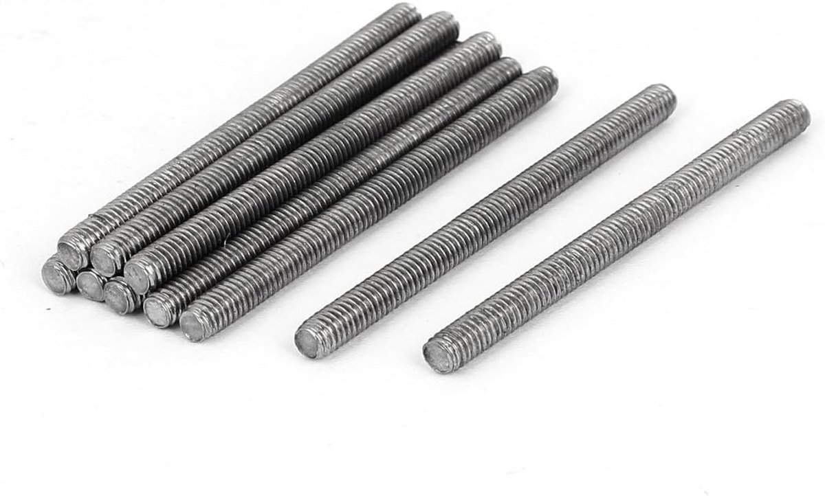 sourcingmap M4 x 55mm 304 roestvrij staal volledig schroefdraad staaf Studs Zilver Tone 10 Stks