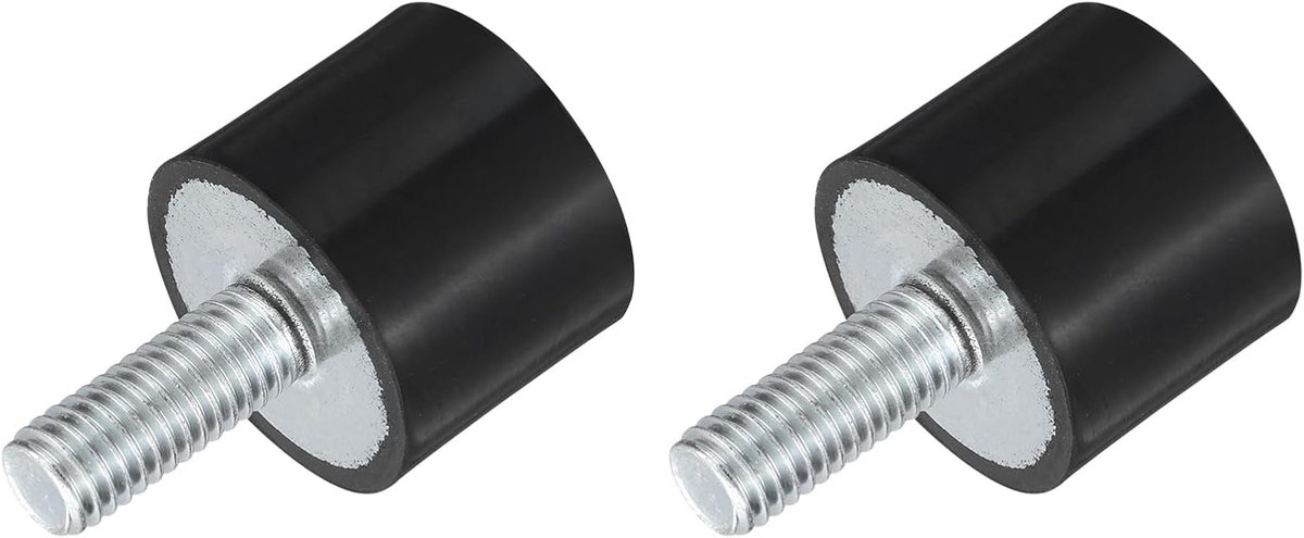 Rubberen houders met M8-schroefdraad, trillingsisolatoren, cilindrische schokdempers met bouten 25 x 20 mm, 2 stuks