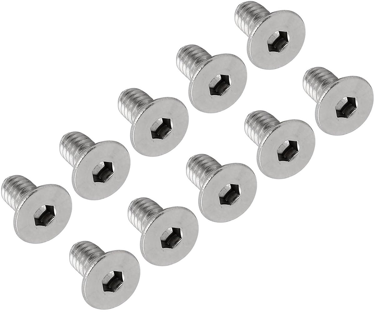 1/4-20 x 1/2" Hex Socket Platte Kop Verzonken Schroeven x 10STK. 304 Roestvrij Staal Sokkel Kop Schroeven voor Machines en Meubels, [Zilver]