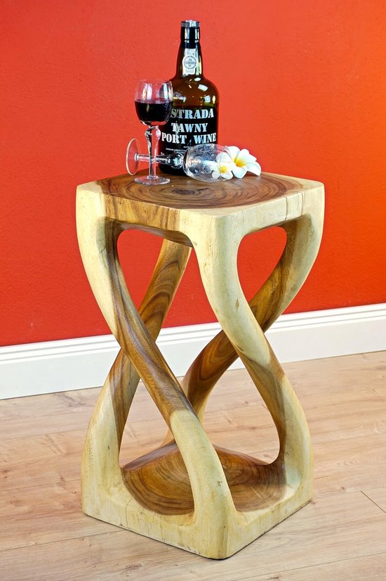 Houten bijzettafel BUENG - Suar massief hout nachtkastje of bloemenkruk van massief hout van houten — afbeelding 4
