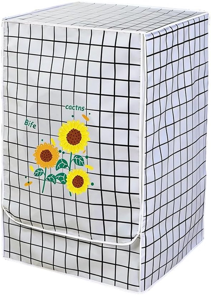 1 Stuk Wasmachineafdekking,Oxford-stof, voor Badkamer & Balkon | Ritssluiting aan de Voorkant, Waterdicht, 58,5 × 62,5 × 83 cm, Beschermt de Wasmachine Tegen Vocht en Stof(Grijs Geruit)