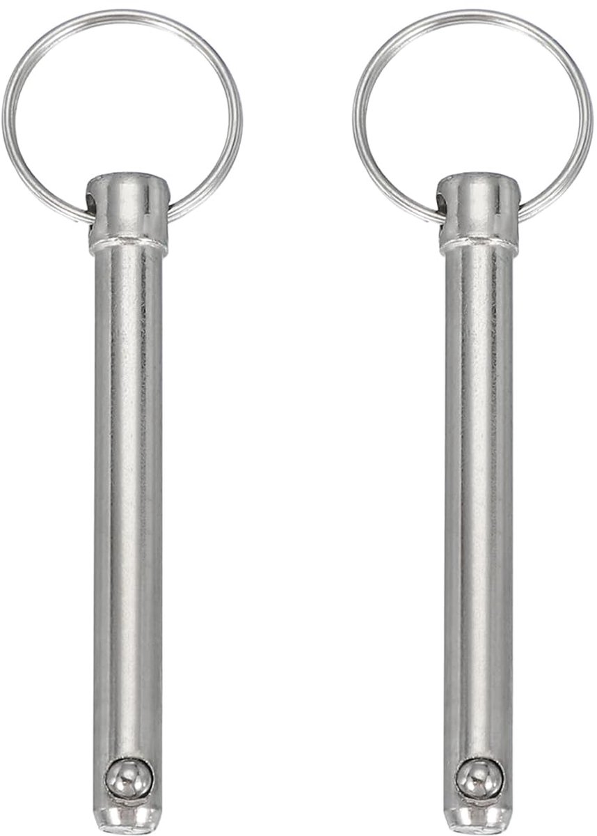 Snelspanpen, diameter 5/16 inch (8 mm) nuttige lengte 58 mm totale lengte 96 mm Bimini Top Pin Marine hardware koolstofstaal voor bootaccessoires, verpakking van 2