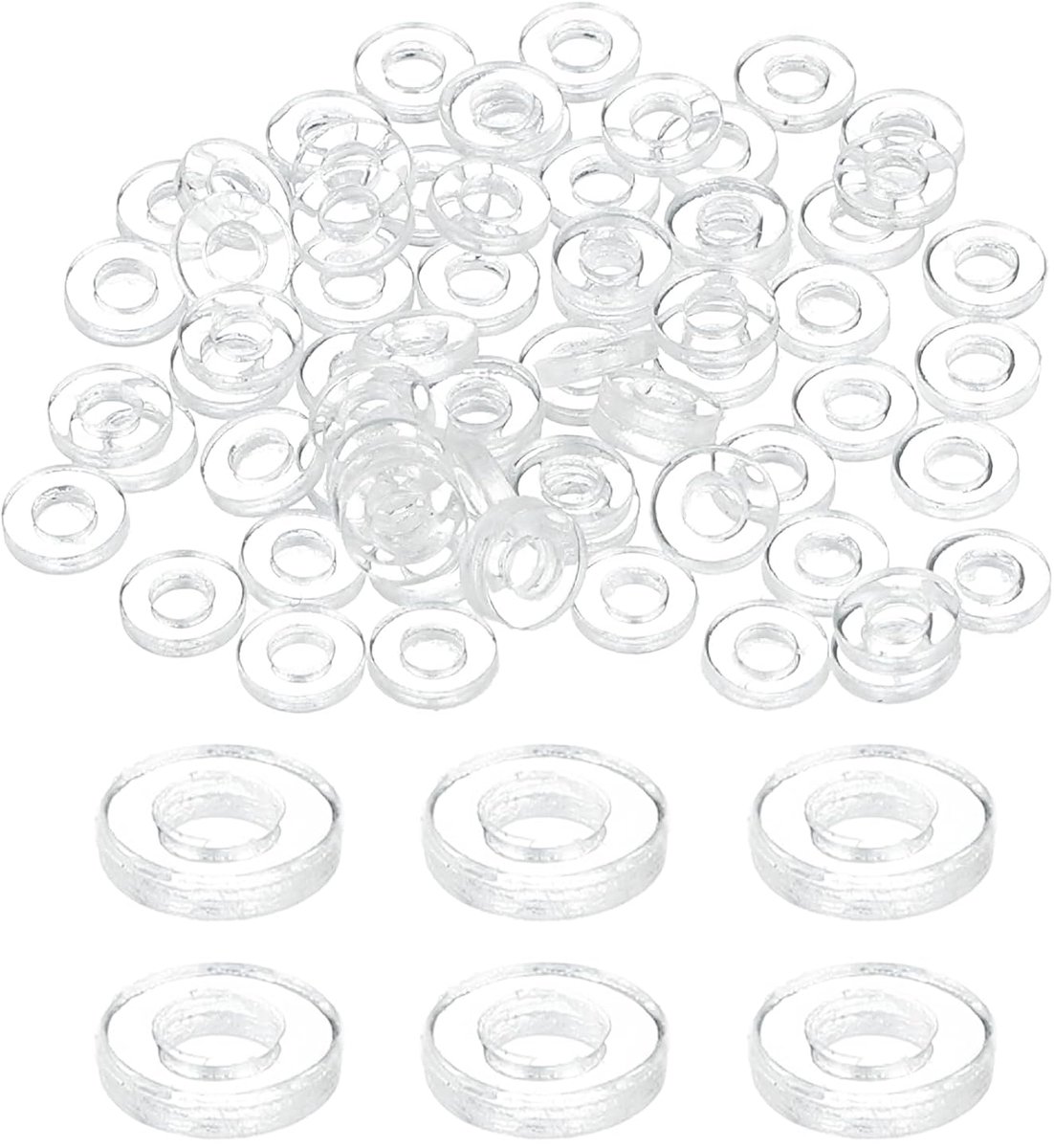 Platte schijven heldere eenvoudige schijf 2 mm binnendiameter 4 mm buitendiameter 1 mm dikke ronde platte schijven voor schroeven bouten glas douchedeurgreep badkamer