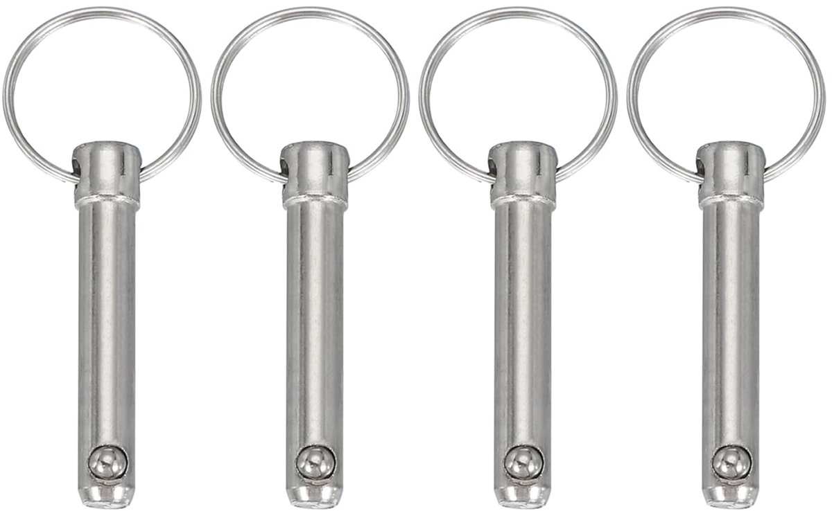 Snelspanpen, diameter 5/16 inch (8 mm) nuttige lengte 34 mm totale lengte 71 mm Bimini Top Pin Marine hardware koolstofstaal voor bootaccessoires, verpakking van 4 stuks