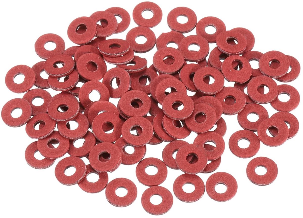 220 stuks sluitring M3 x 8 x 1,2 mm, rood staalpapier sluitringen set, isolatie platte afdichting voor schroeven, moeren, schroefdraadstang, machinebevestiging, sanitair